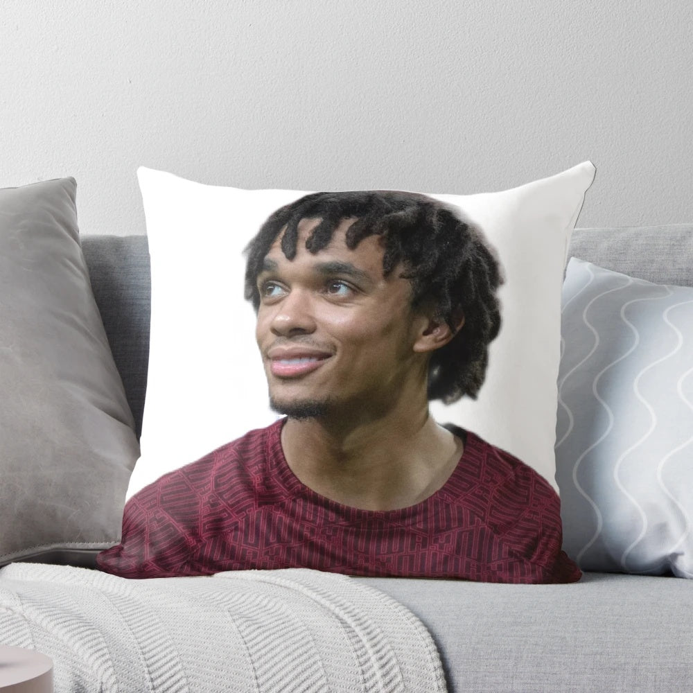 Soft, plush pillow featuring Trent Alexander-Arnold, the Liverpool FC footballer