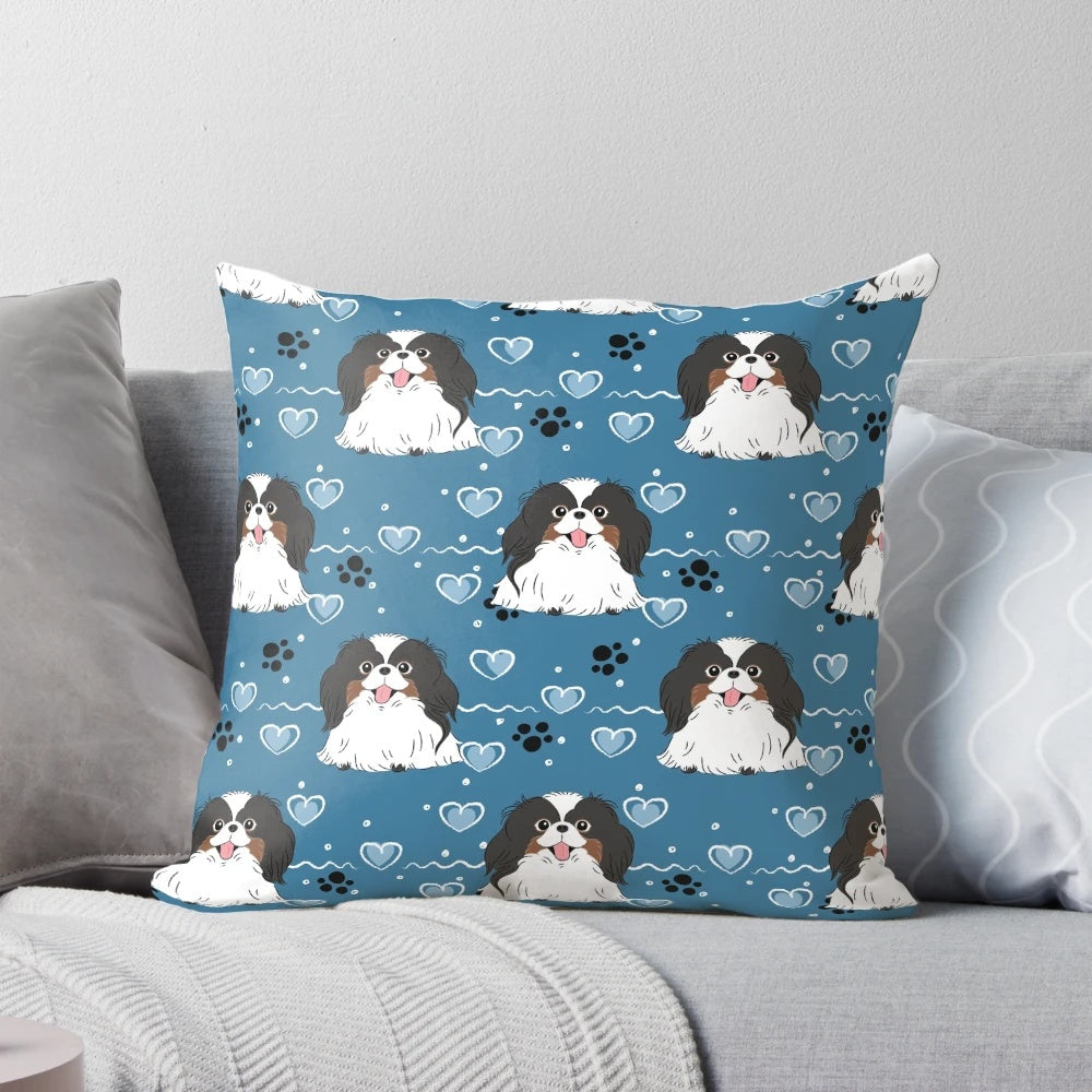 Tri-color Japanese Chin Pillow with a loving design