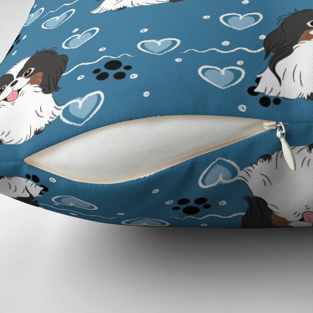 Tri-color Japanese Chin Pillow with a loving design