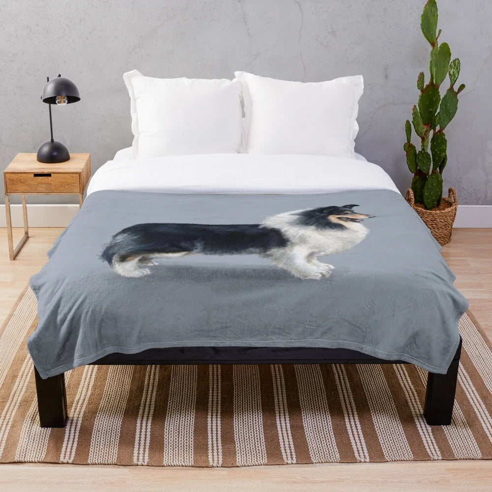 Tri Colored Rough Collie Plush Blanket