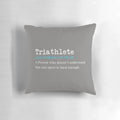 Pillow with a humorous triathlon-inspired design