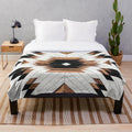 Cozy tribal pattern plush blanket with abstract wood and concrete design
