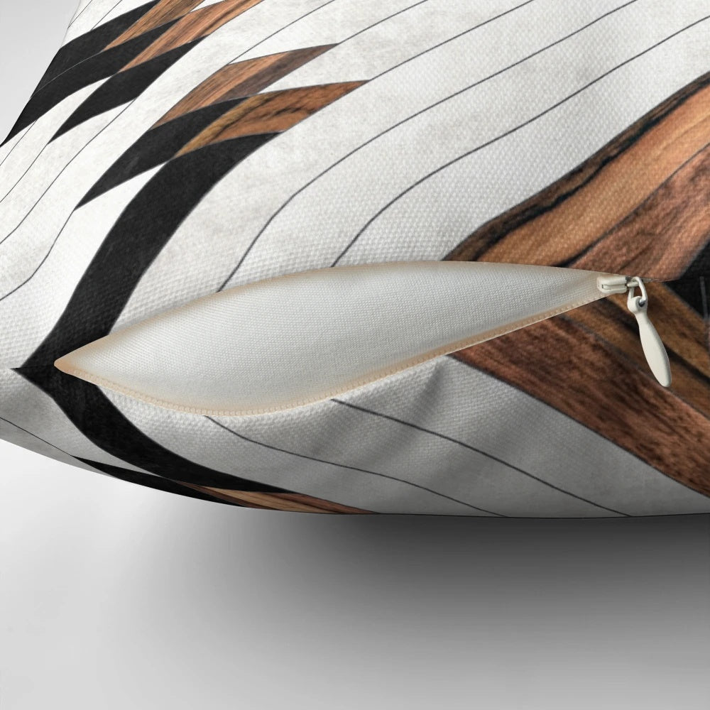 Tribal, boho, modern wood pillow with an urban tribal pattern design