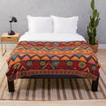 Tribal Ethnic Plush Blanket with Geometric and Abstract Patterns