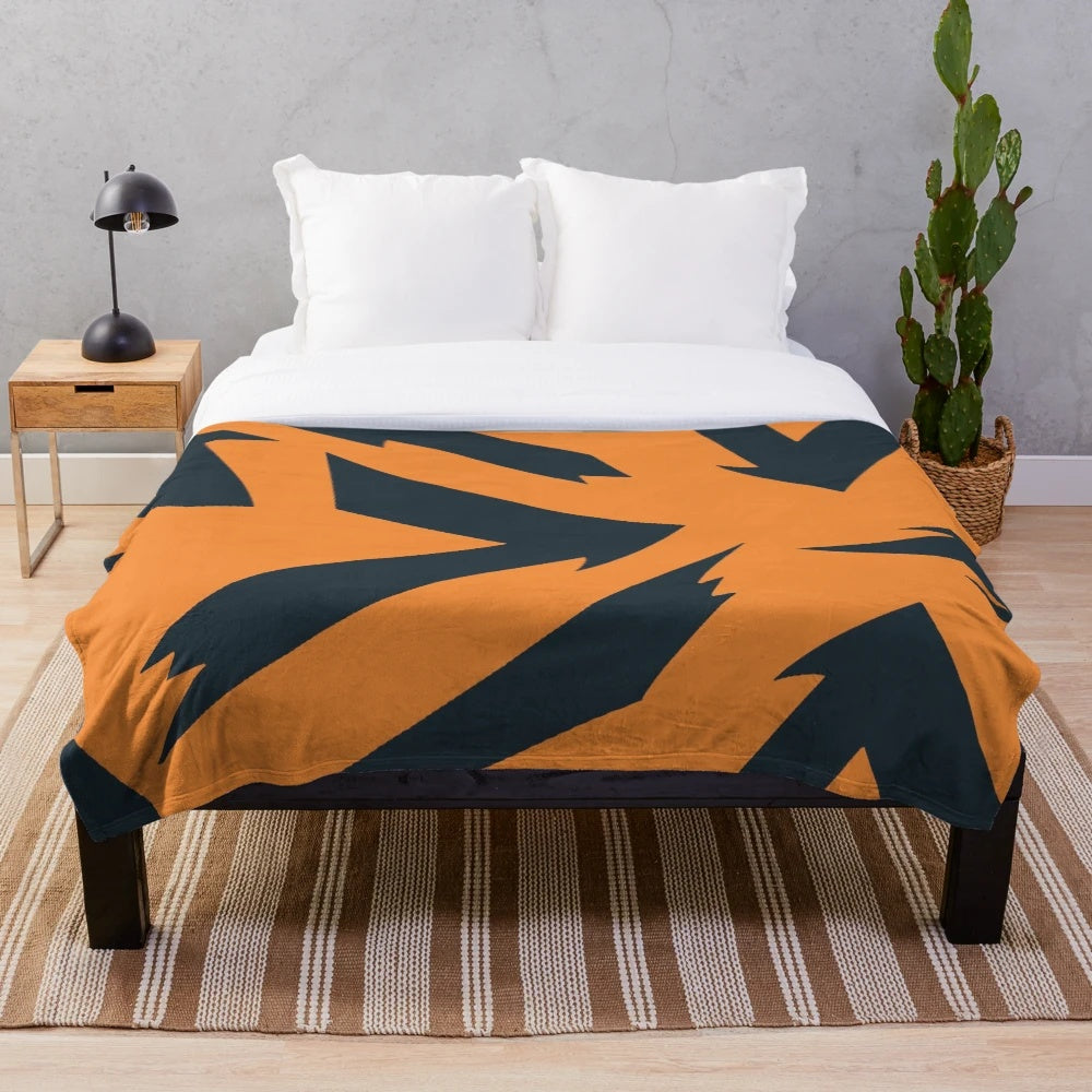 Arcanine pattern plush blanket with tribal-inspired design