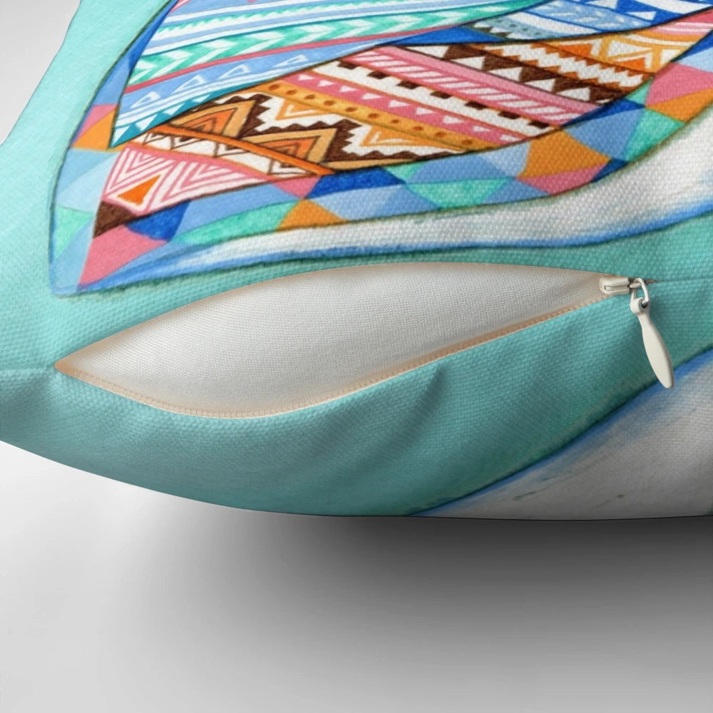 Tribal pattern barn owl illustration on a decorative pillow