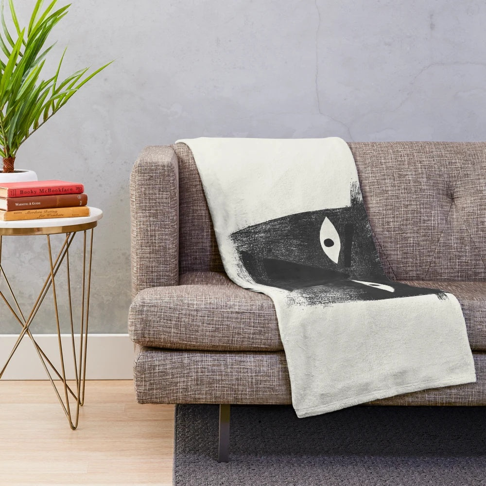 Tiki mask tribal art monochrome plush blanket