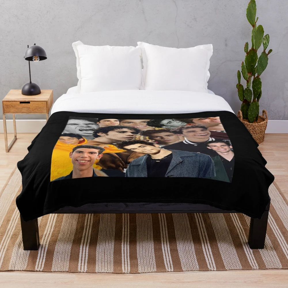 Plush blanket featuring a collage design of Cameron Boyce