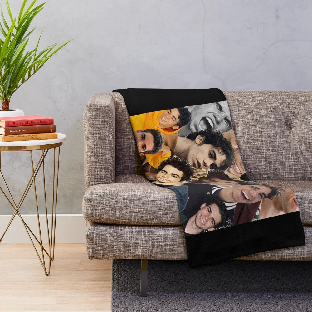 Plush blanket featuring a collage design of Cameron Boyce