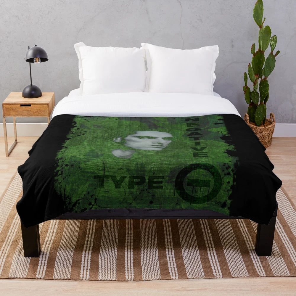 Soft and cozy plush blanket featuring the dark imagery and gothic metal aesthetics of Type O Negative and the band's iconic frontman, Peter Steele.