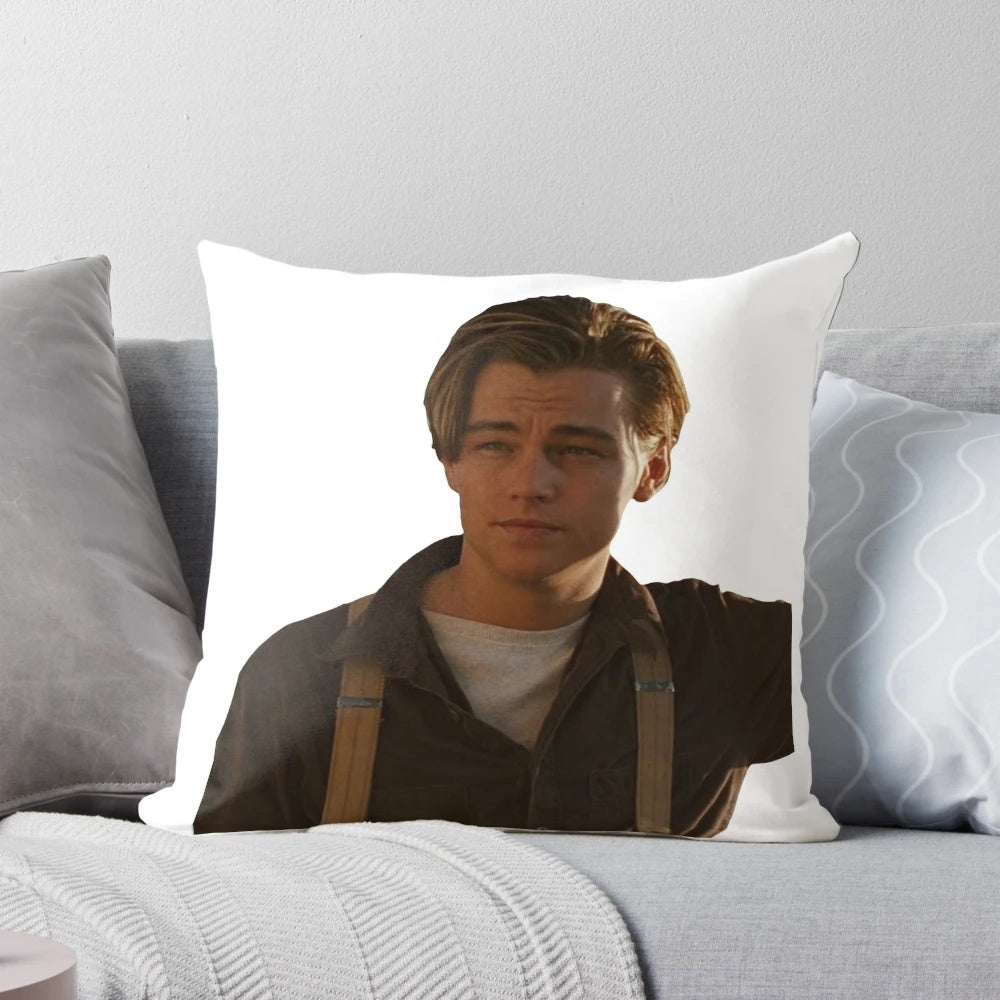 Titanic movie themed pillow featuring the character Jack Dawson