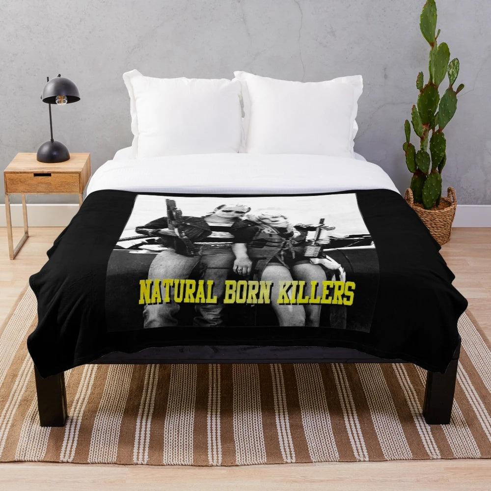 Plush blanket inspired by the Quentin Tarantino film "Natural Born Killers