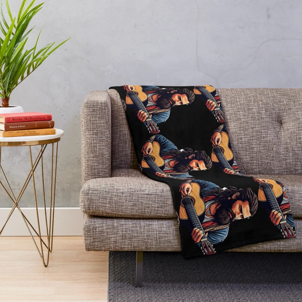 Barış Manço, the iconic Turkish music legend, featured on a soft plush blanket