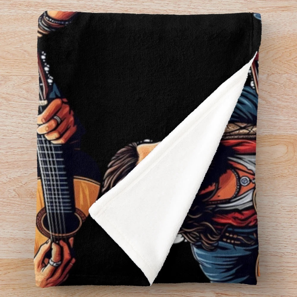 Barış Manço, the iconic Turkish music legend, featured on a soft plush blanket