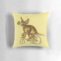Image of a colorful, illustrated Triceratops dinosaur printed on a soft, plush pillow.