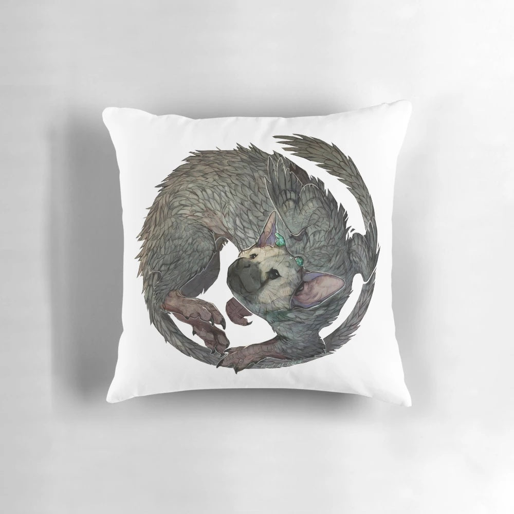 Plush Trico pillow inspired by the beloved creature from the video game The Last Guardian