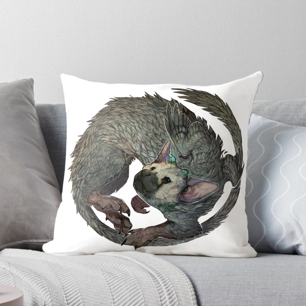 Plush Trico pillow inspired by the beloved creature from the video game The Last Guardian