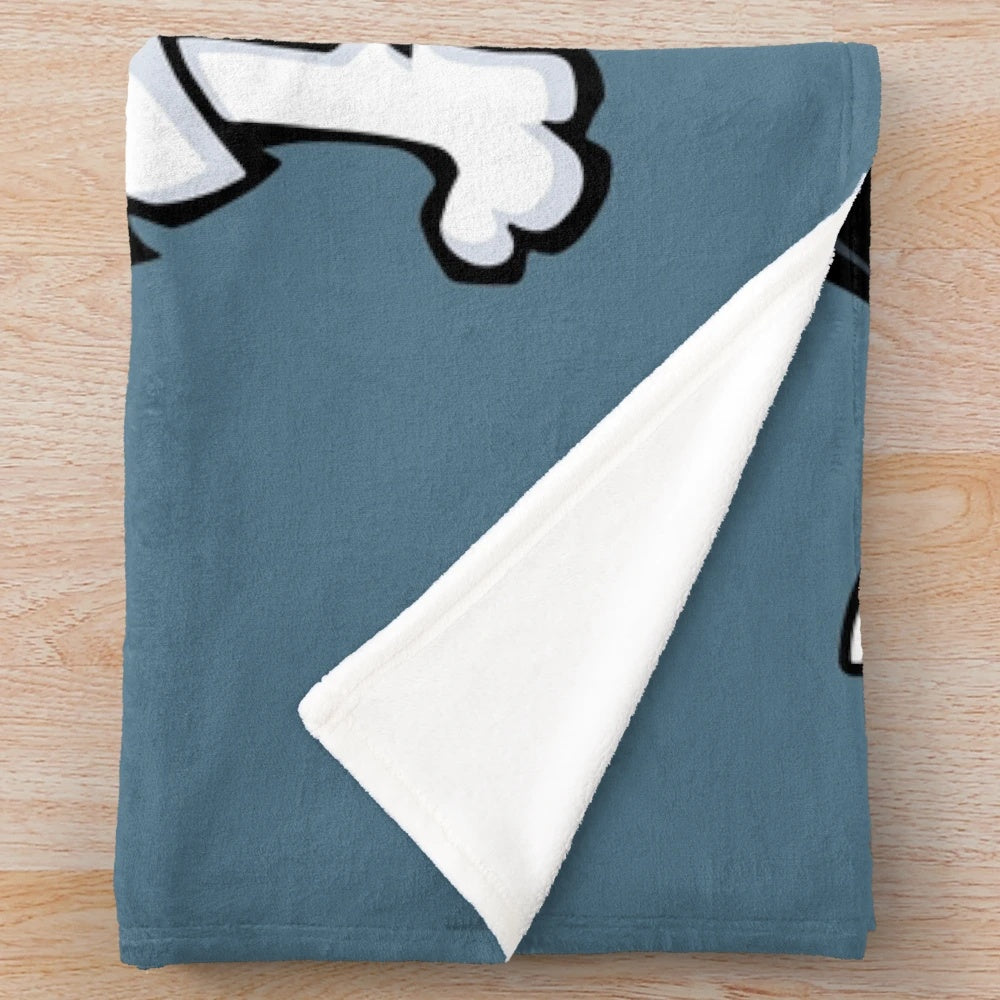 Tricolor border collie plush blanket with blue background