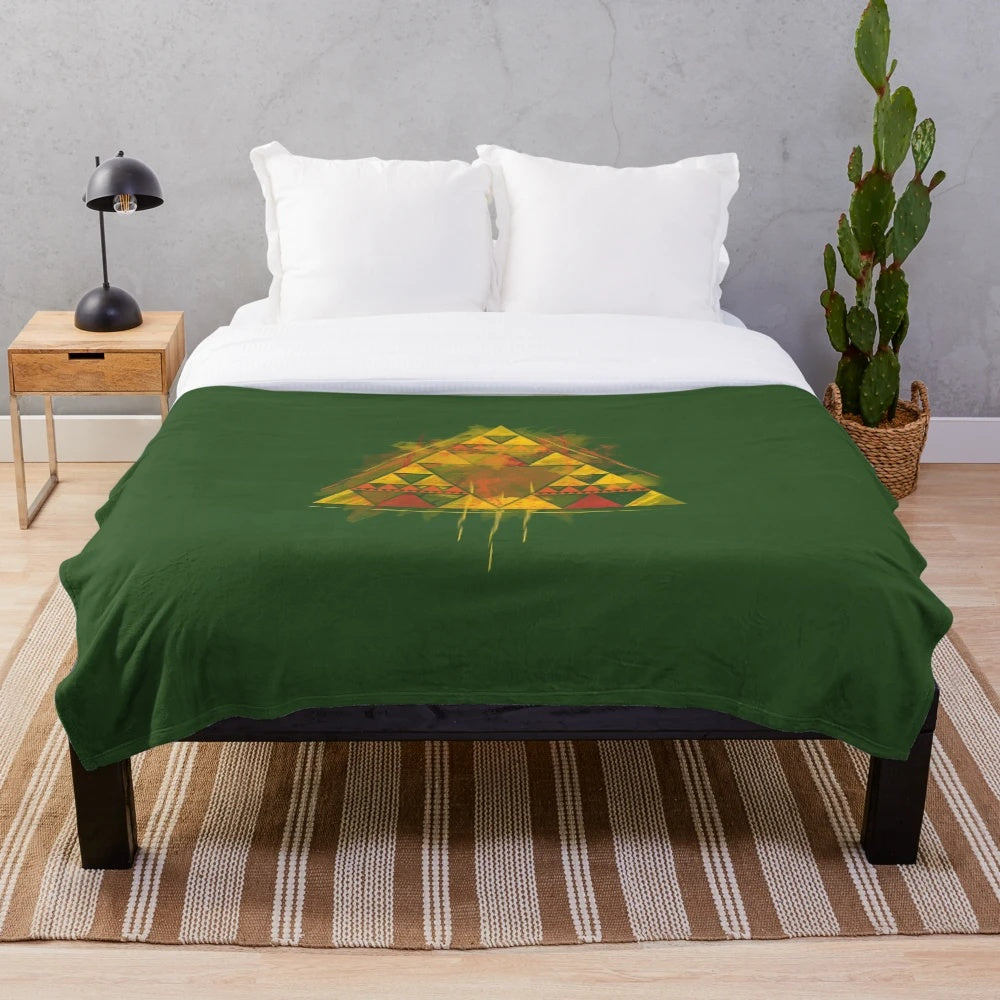 Triforce-Inspired Plush Blanket featuring a geometric design