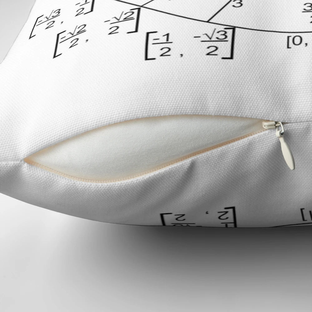 Plush pillow with a detailed illustration of the unit circle and trigonometric functions