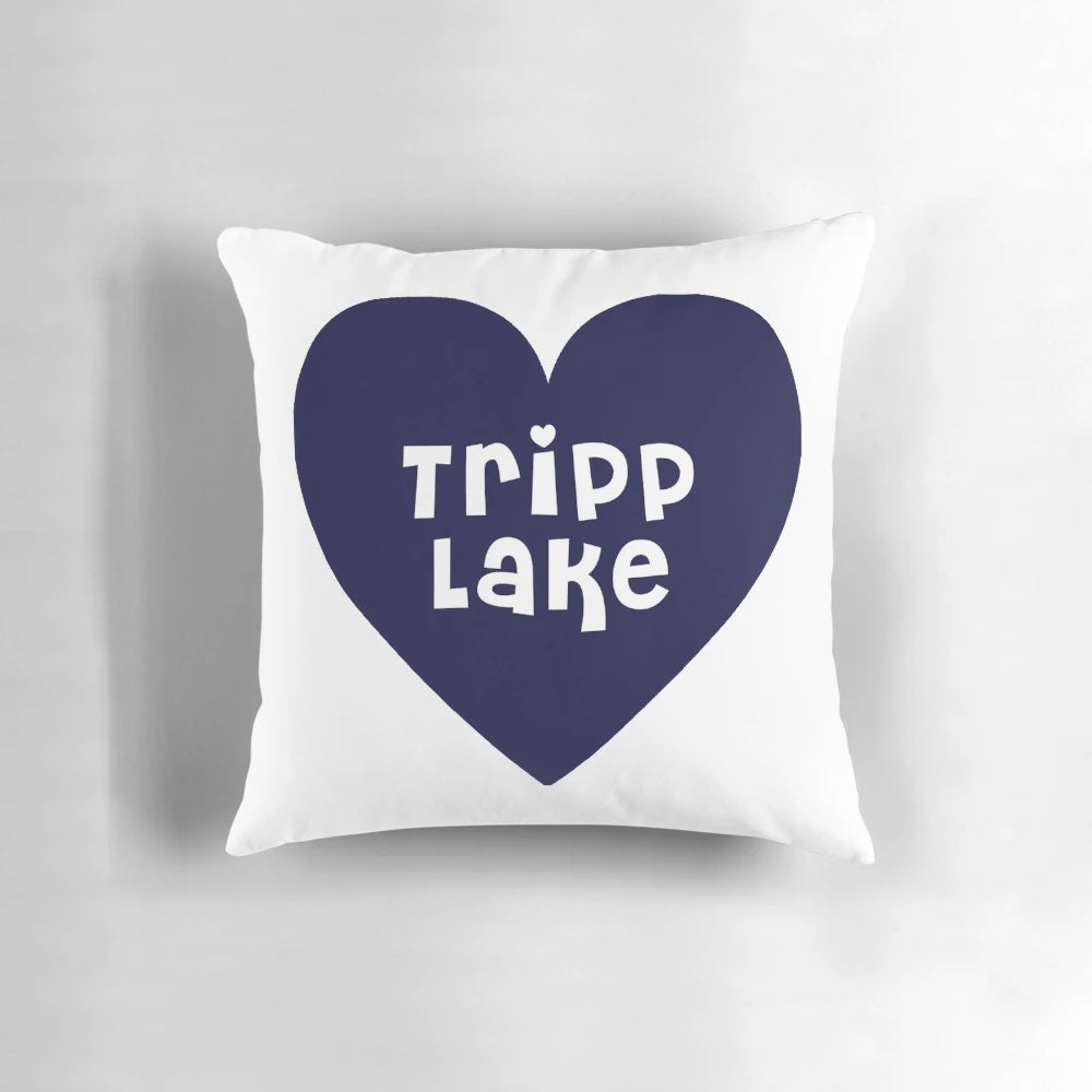 Tripp Lake Heart (Blue) Pillow, perfect for summer camp use