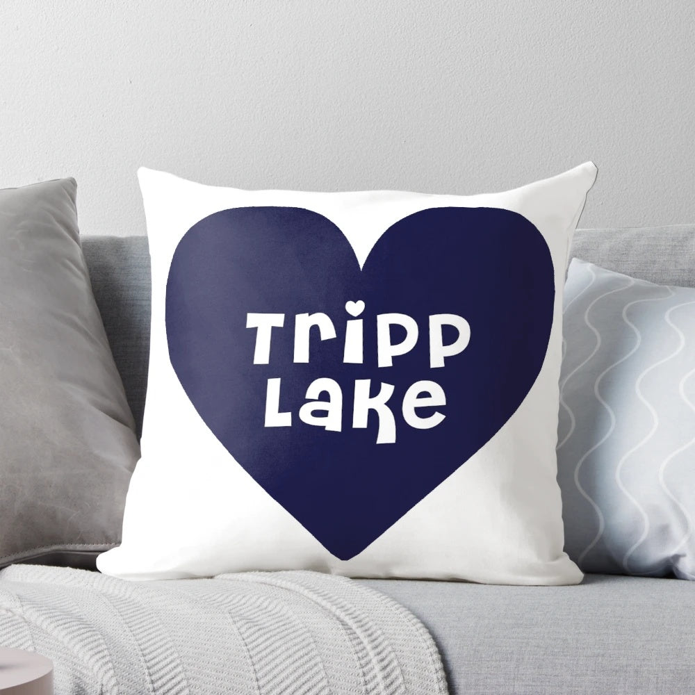 Tripp Lake Heart (Blue) Pillow, perfect for summer camp use