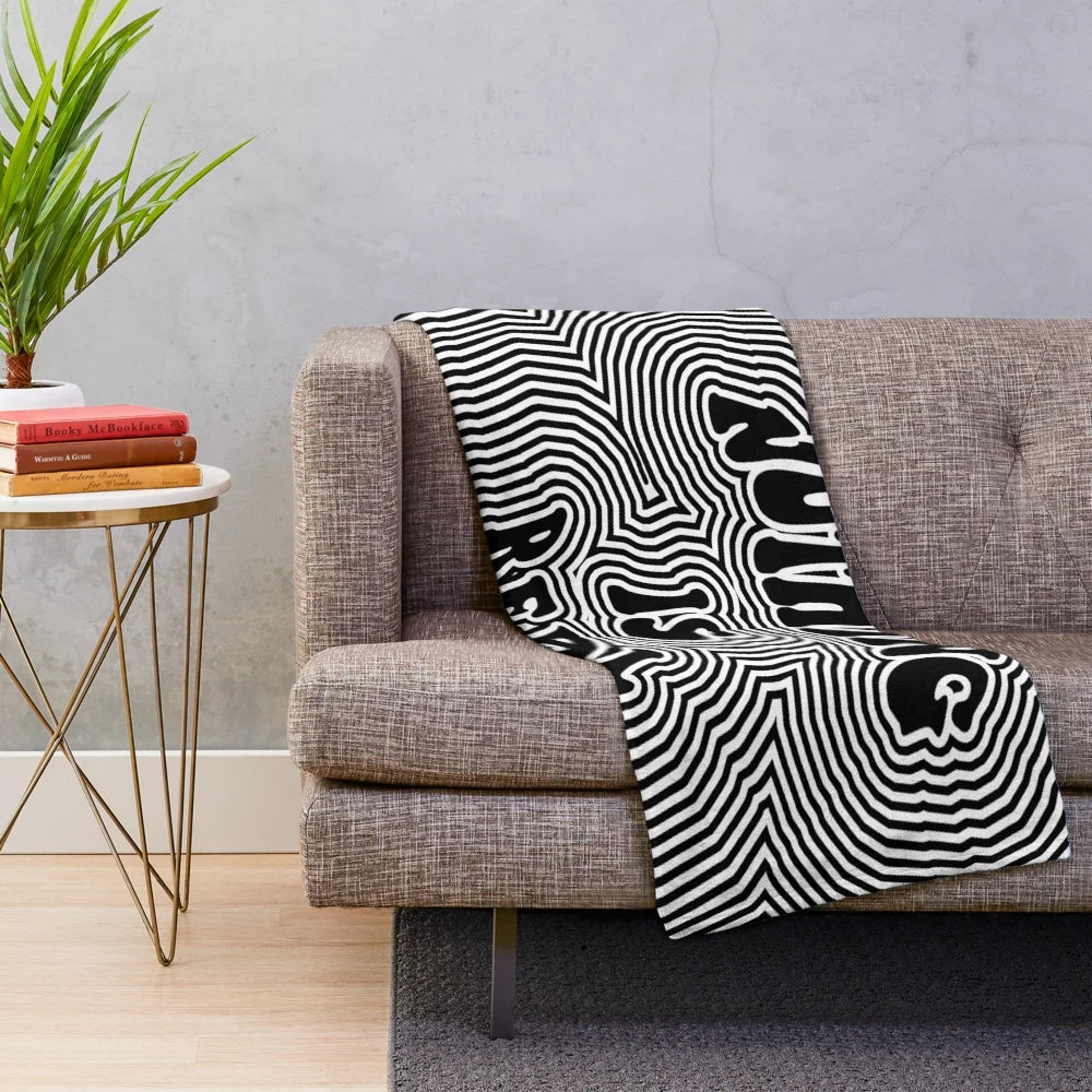 Trippy abstract plush blanket with psychedelic grunge design