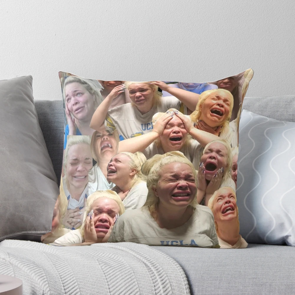Trisha Paytas Inspired Crying Relatable Decorative Pillow