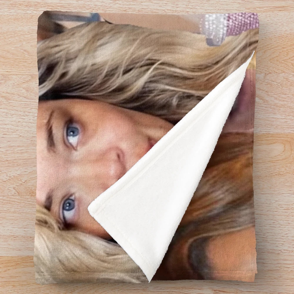 Trisha Paytas-inspired plush blanket featuring a collage of the YouTube star