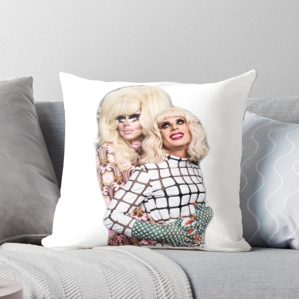 Trixie and Katya Drag Race Couple Pose Pillow