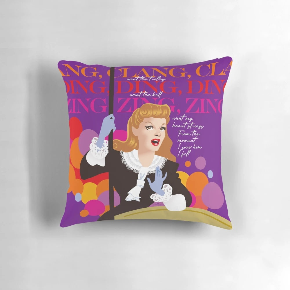Trolley Pillow featuring the artwork of Alejandro Mogollo