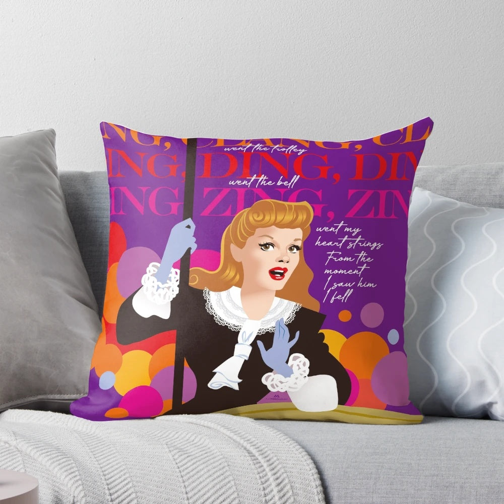 Trolley Pillow featuring the artwork of Alejandro Mogollo