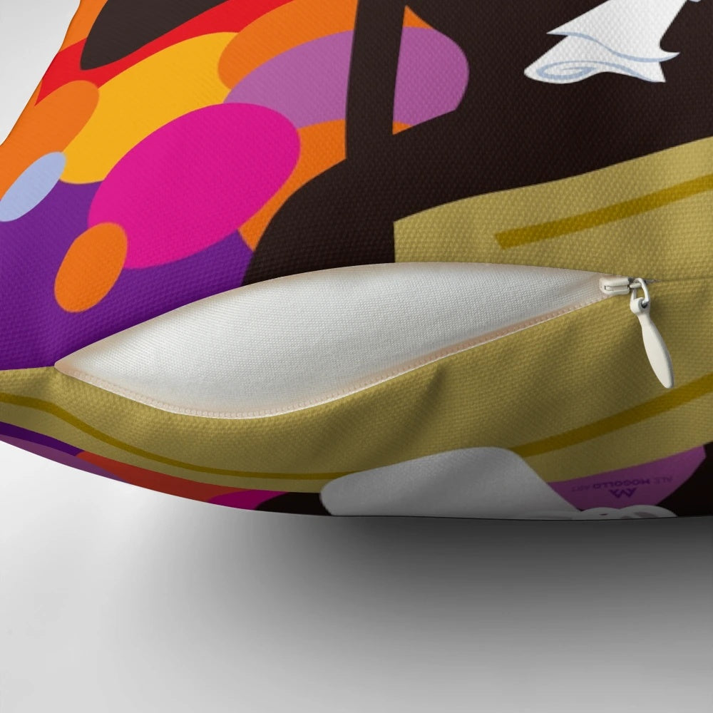 Trolley Pillow featuring the artwork of Alejandro Mogollo