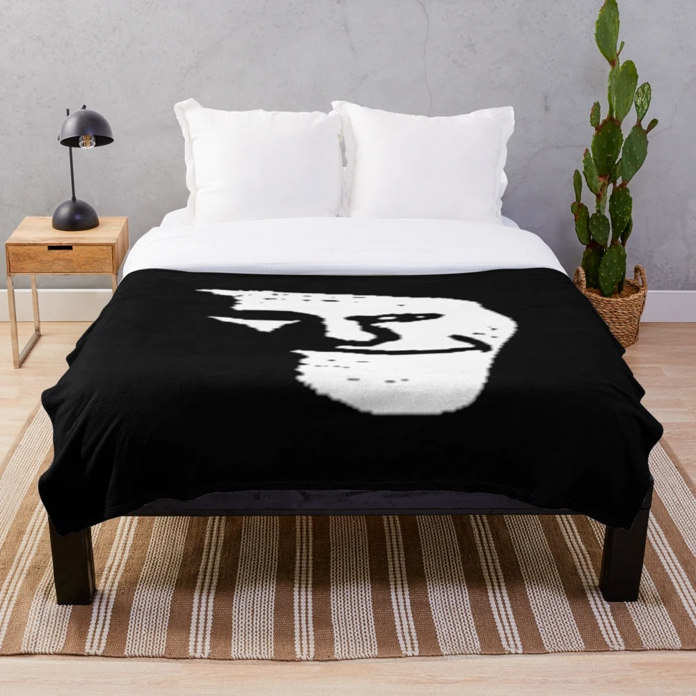 Trollge Meme Plush Blanket featuring the popular Trollge face