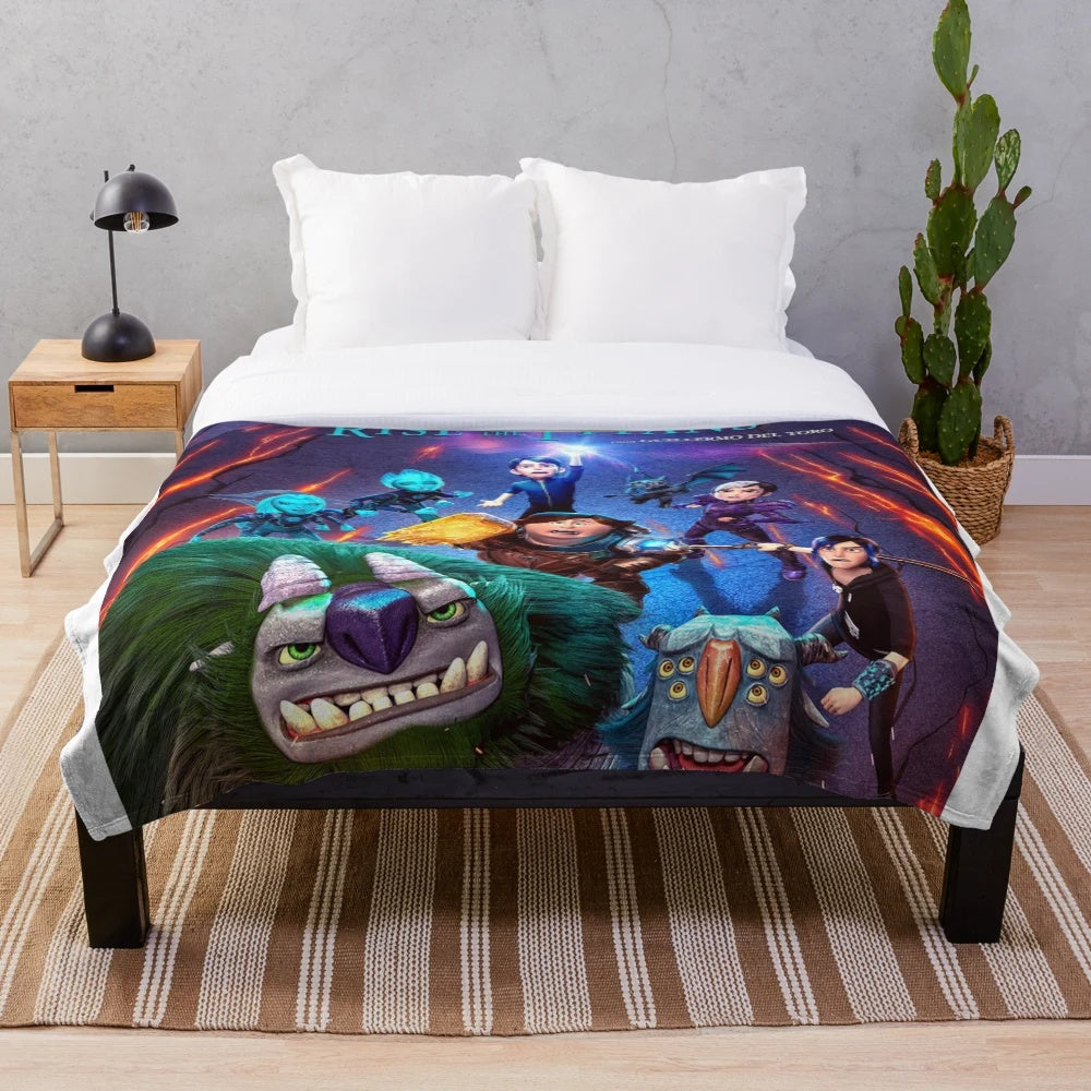 Trollhunters plush blanket - cozy throw featuring characters from the animated series