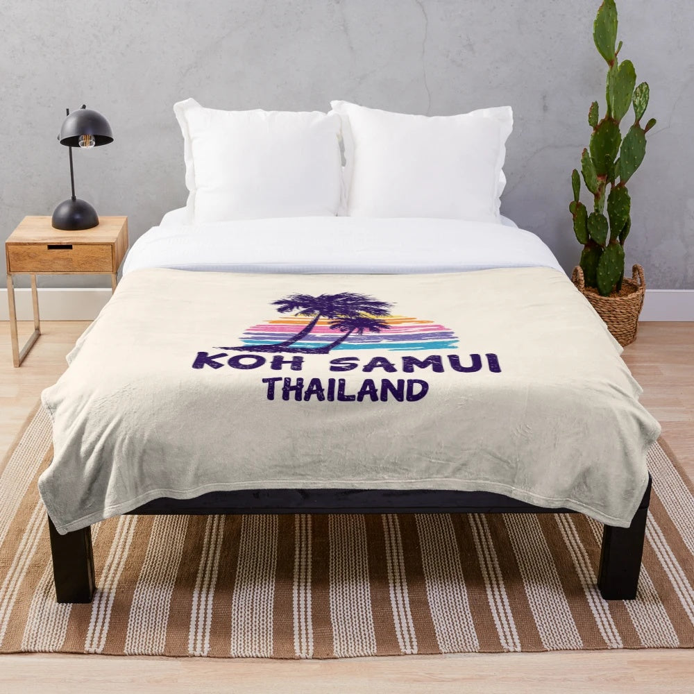 Plush blanket featuring a tropical beach scene from Koh Samui, Thailand