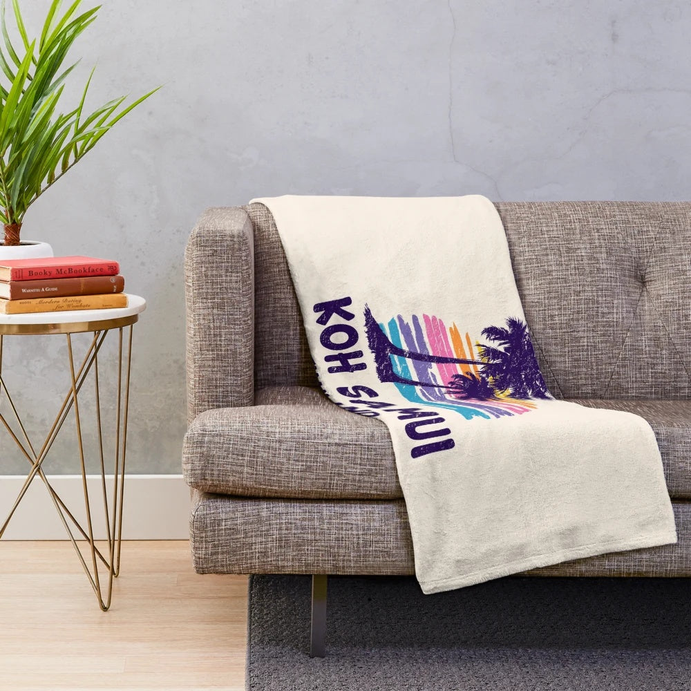 Plush blanket featuring a tropical beach scene from Koh Samui, Thailand