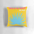 Vibrant tropical-inspired floral cushion with pink and yellow flowers