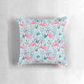 Colorful pink flamingo and floral pattern decorative pillow for tropical-inspired home decor