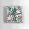 Vibrant tropical flamingo and palm leaf pattern decorative pillow for summer home decor