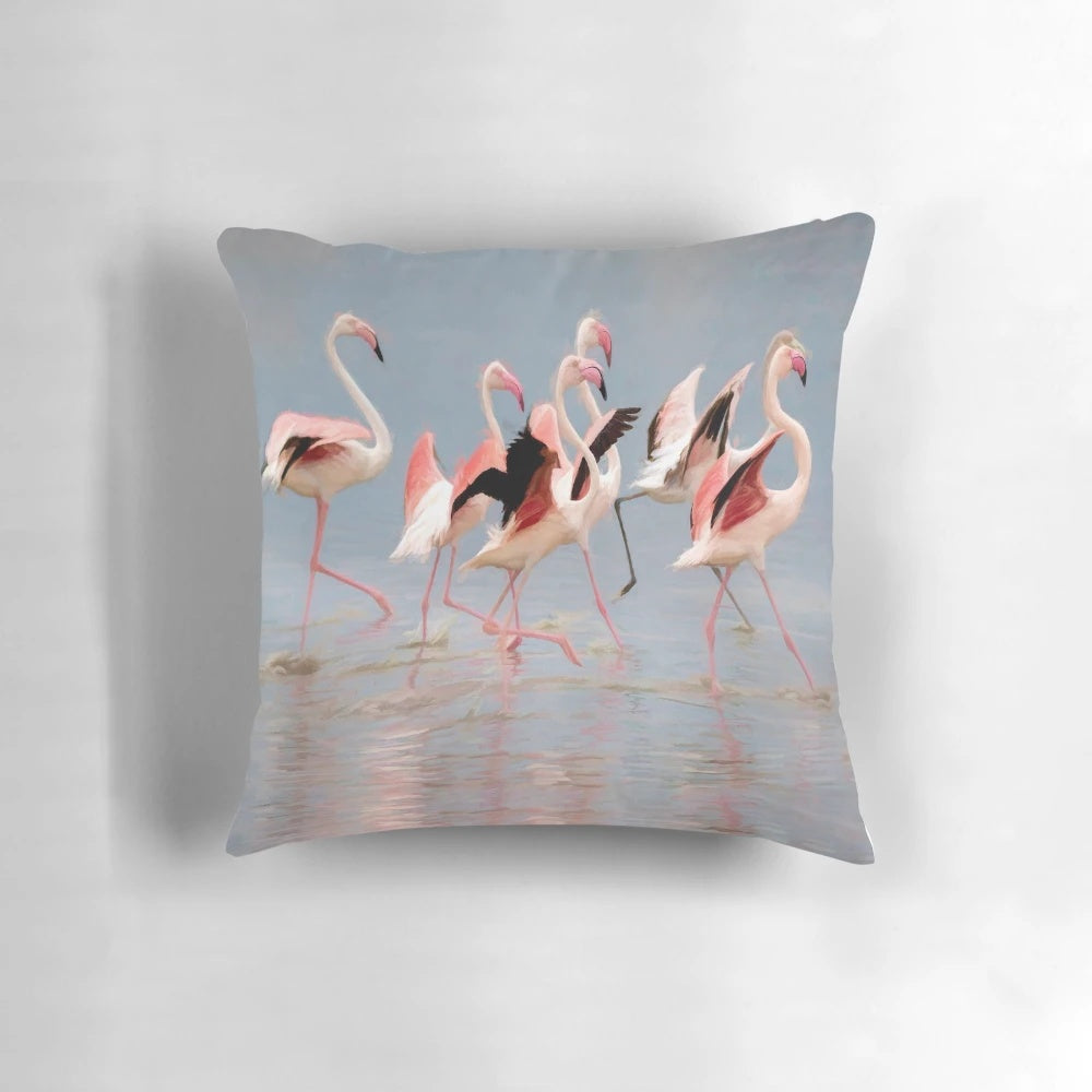 Vibrant flamingo pattern decorative throw pillow for tropical-inspired home decor