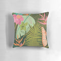 Lush tropical flowers and plants decorative throw pillow
