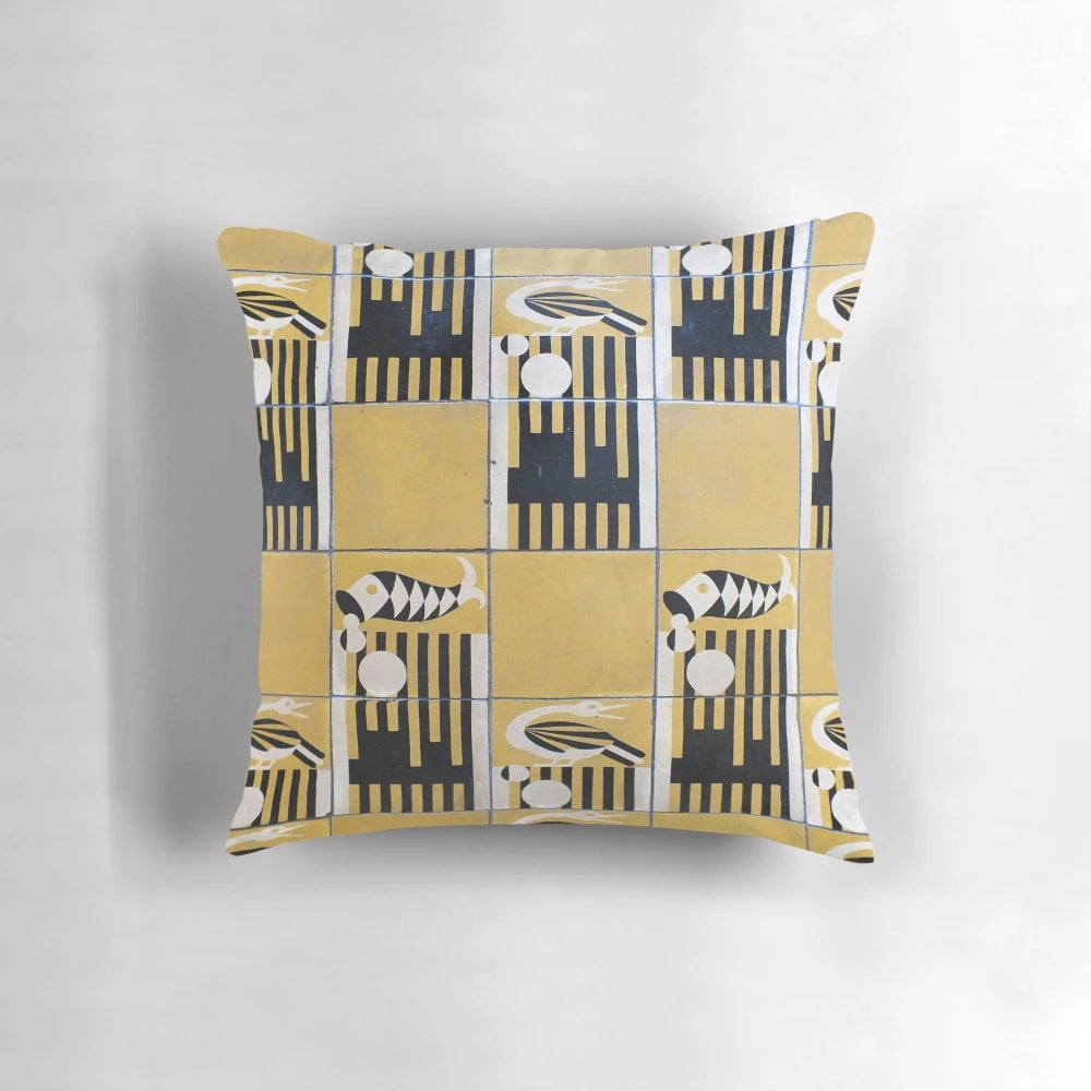 Colorful pillow featuring a pattern inspired by the Hemingway House bathroom in Key West, Florida.