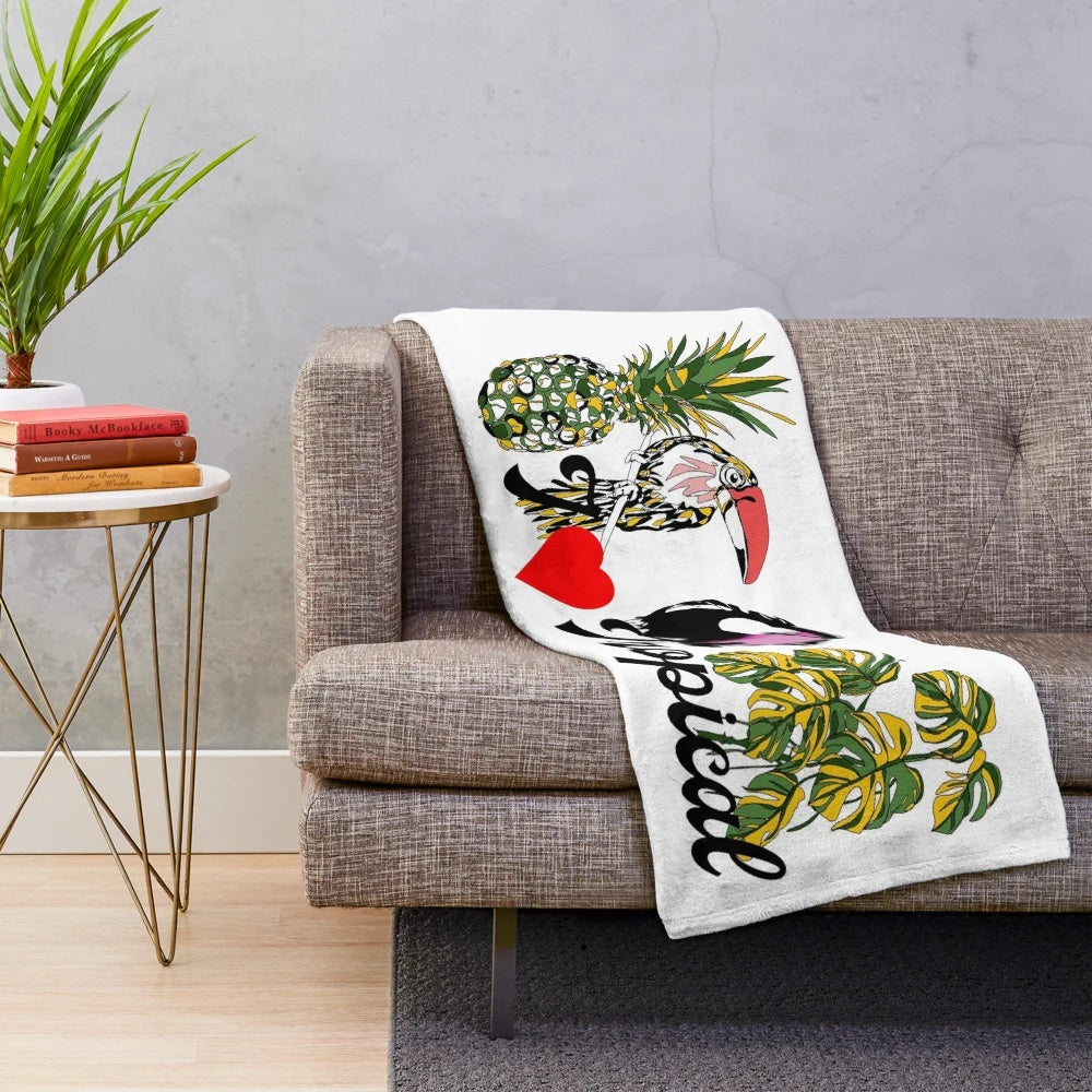 Soft, plush tropical-themed blanket for cozy home decor