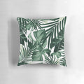Tropical jungle leaves pattern decorative pillow with lush foliage and botanical designs.