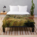 Lush tropical plush blanket featuring a tiger in a jungle scene inspired by Henri Rousseau's famous painting