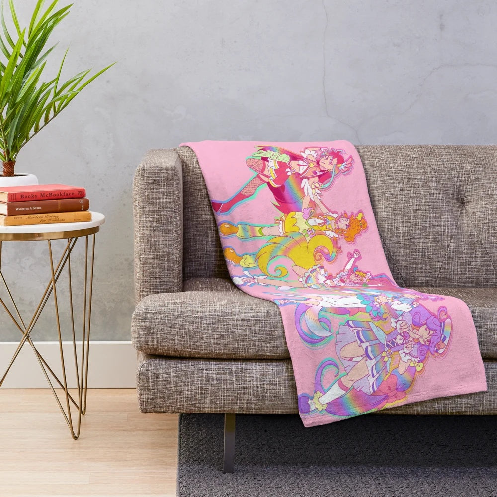 Tropical Magical Girl Plush Blanket with Pretty Cure Characters