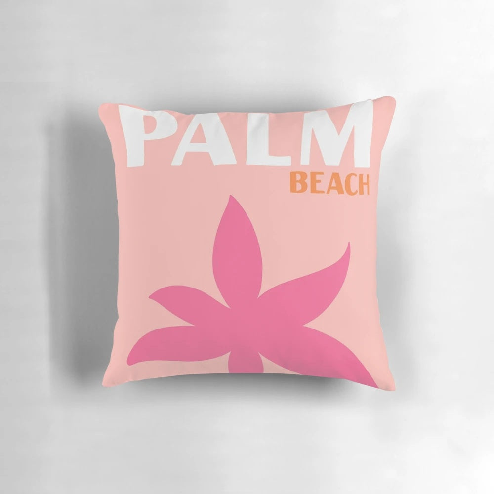Tropical palm beach floral decorative pillow with Asouline print design