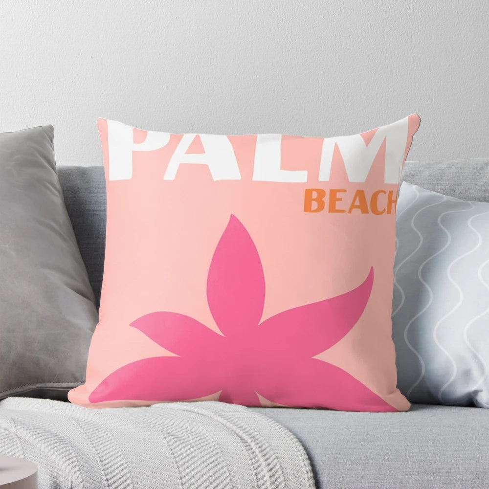 Tropical palm beach floral decorative pillow with Asouline print design