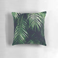 Tropical palm leaves pillow with watercolor freehand design